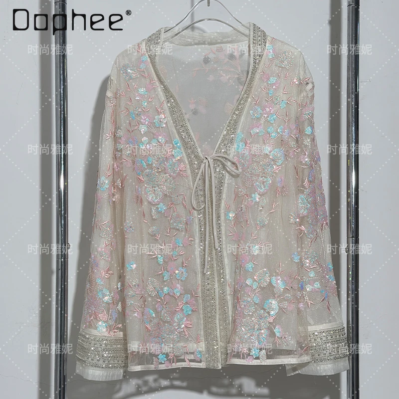 Fashion Summer New Heavy Industry Color Sequined Beaded Lace-up Cardigan Versatile Loose Trend Retro Embroidered Coat Women
Fashion Summer New Heavy Industry Color Sequined Beaded Lace-up Cardigan Versatile Loose Trend Retro Embroidered Coat Women