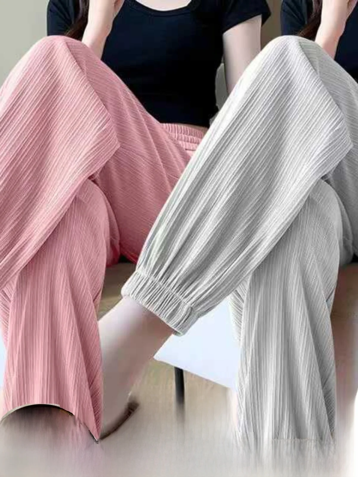 Ice Silk Sports Pants Women's Summer Thin Loose Cuffed Pants Pear Shape Slimming Concealing Lantern Pants High Waist Nine Points
Ice Silk Sports Pants Women's Summer Thin Loose Cuffed Pants Pear Shape Slimming Concealing Lantern Pants High Waist Nine Points