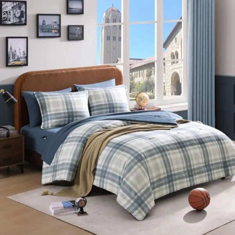 Size Comforter Sets, Plaid Bedding Set 7 Pcs for Boys Girls Teen, Classic Homestead-Style Comforter Set Bed in A Bag with Sheet
Size Comforter Sets, Plaid Bedding Set 7 Pcs for Boys Girls Teen, Classic Homestead-Style Comforter Set Bed in A Bag with Sheet