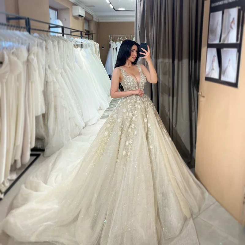Mywedding Elegant A-Line Wedding Dresses Women Deep-V Neck Lace Appliques Boho Bridal Gowns
Mywedding Elegant A-Line Wedding Dresses Women Deep-V Neck Lace Appliques Boho Bridal Gowns