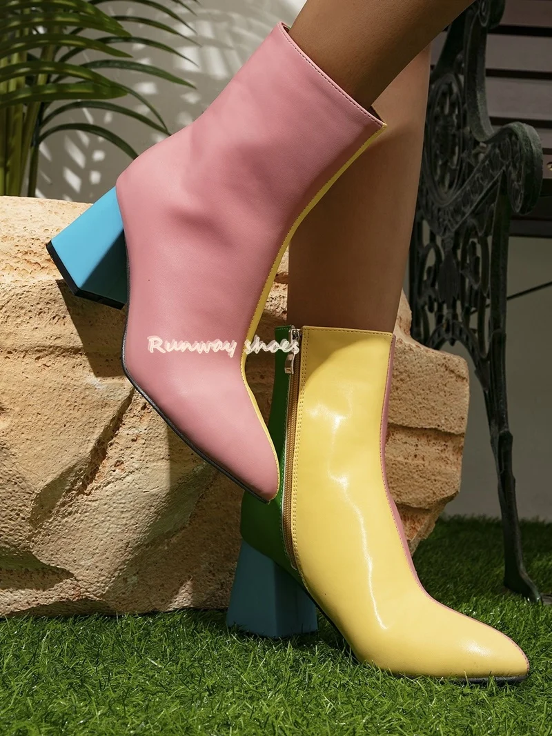 Splice Fabric Square Heel Mixed Colorful Boots For Female Women 2026 Winter Ankle High Handmade Fashion Party Dress Girl's Shoes
Splice Fabric Square Heel Mixed Colorful Boots For Female Women 2026 Winter Ankle High Handmade Fashion Party Dress Girl's Shoes