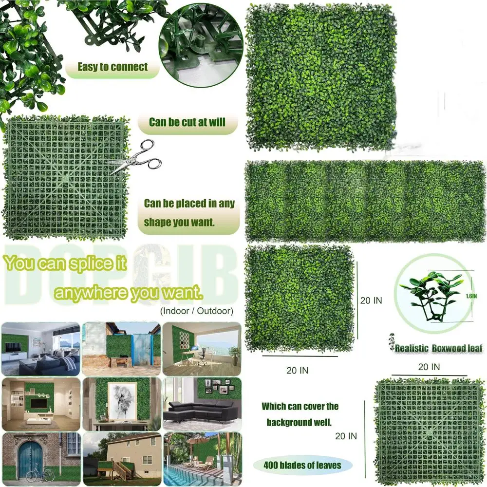 20 x 20 УФ-стойких искусственных панелей из боксвуда для уличных экранов для создания зон приватности или внутренних зеленых фонов
20 x 20 УФ-стойких искусственных панелей из боксвуда для уличных экранов для создания зон приватности или внутренних зеленых фонов