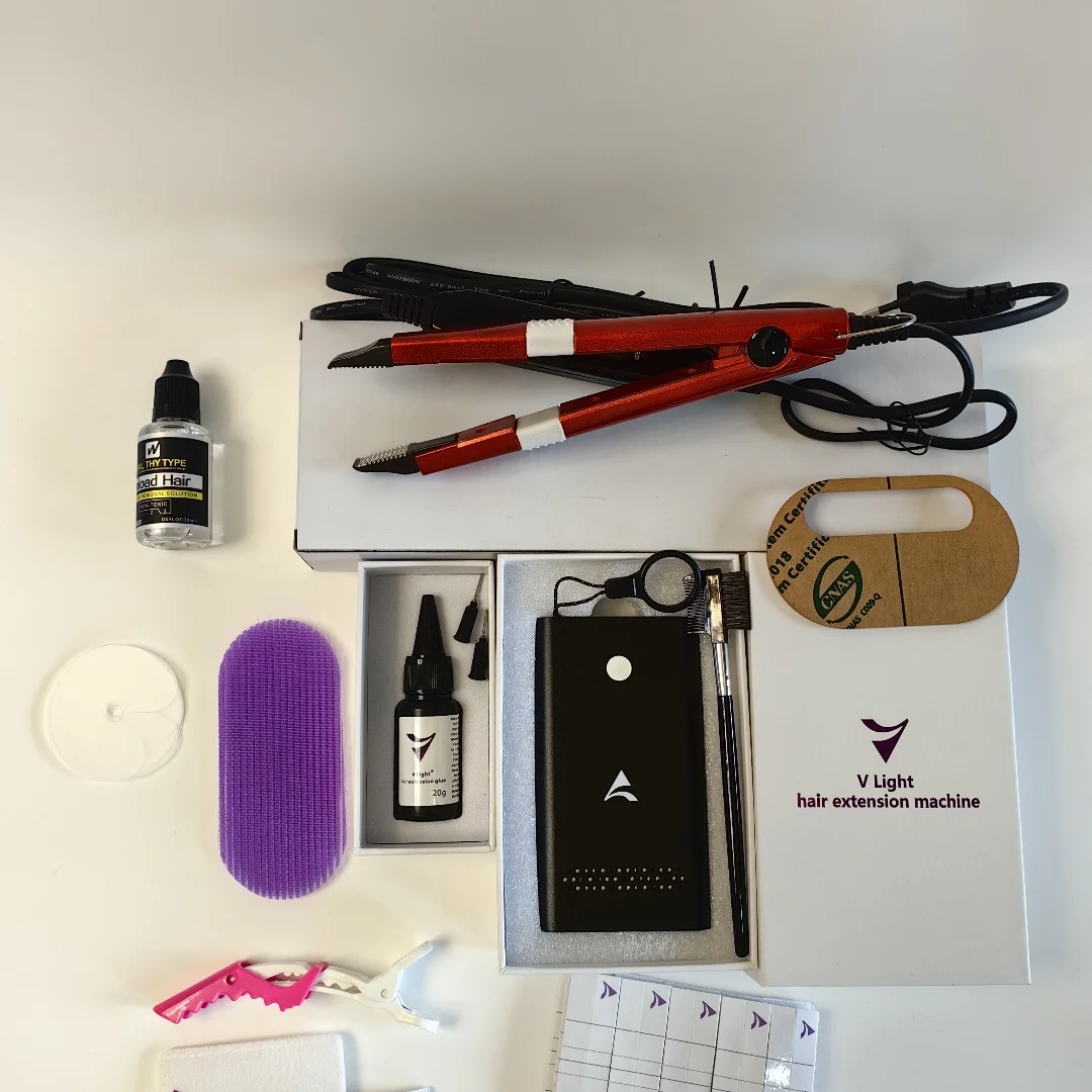 2024 V-Light Technology Hair Extension Machine Traceless tape Hair Extension Tools Kit Set with V light Hair extension glue
2024 V-Light Technology Hair Extension Machine Traceless tape Hair Extension Tools Kit Set with V light Hair extension glue