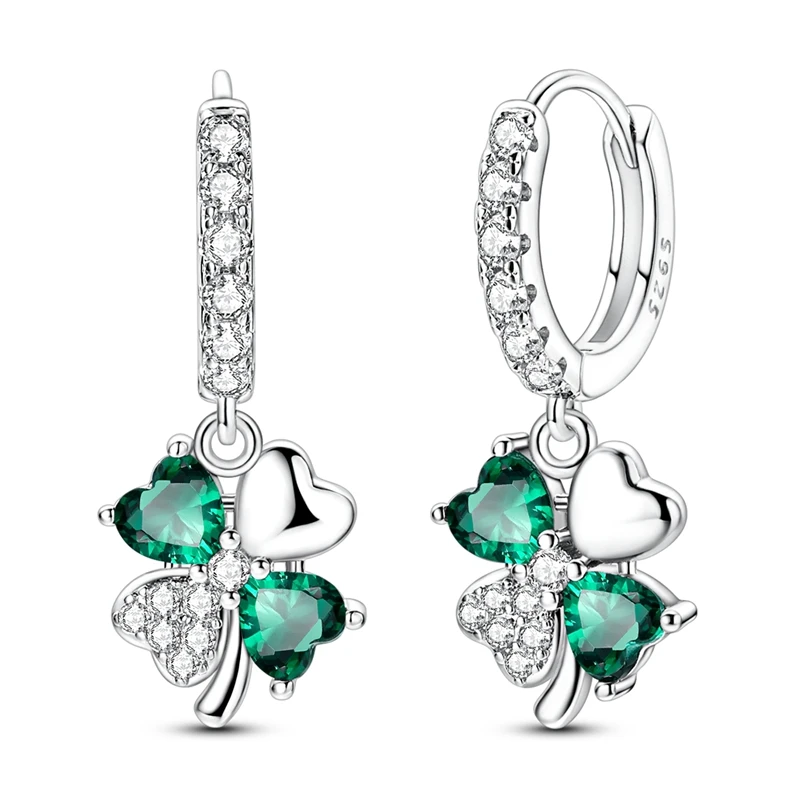 925 Sterling Silver Shimmering Four Leaf Clover Drop Earring For Anniversary Wedding Jewelry Gifts
925 Sterling Silver Shimmering Four Leaf Clover Drop Earring For Anniversary Wedding Jewelry Gifts