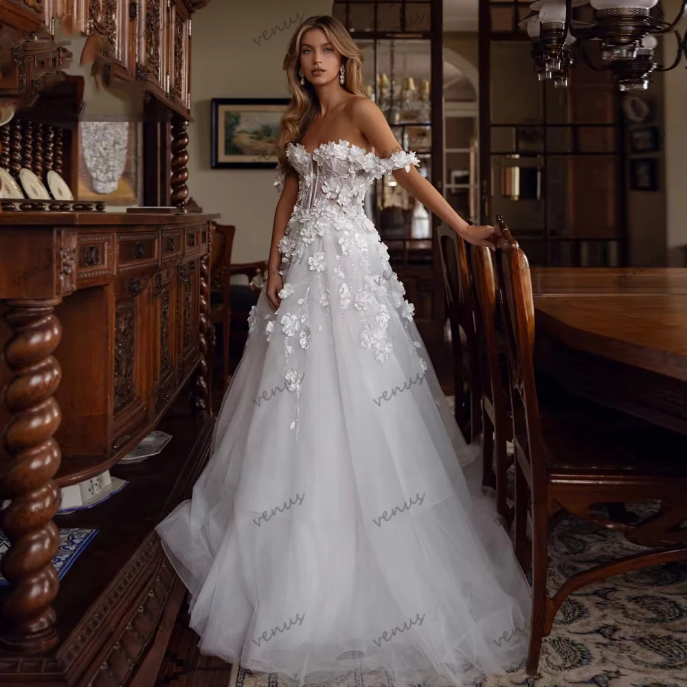Exquisite Wedding Dresses Glamorous Bridal Gowns 3D Appliques Robes Off Shoulder свадебное платье Vestidos De Novia Customized
Exquisite Wedding Dresses Glamorous Bridal Gowns 3D Appliques Robes Off Shoulder свадебное платье Vestidos De Novia Customized