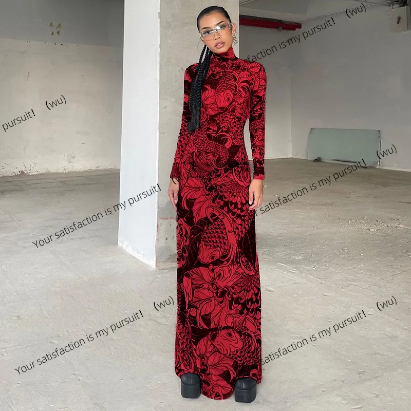 2025 Spring Fashion Plant Floral Print Hipster Street Slim Fit Long Dress Women's High Neck Full Sleeve Spice Girl Hip Hop Dress
2025 Spring Fashion Plant Floral Print Hipster Street Slim Fit Long Dress Women's High Neck Full Sleeve Spice Girl Hip Hop Dress