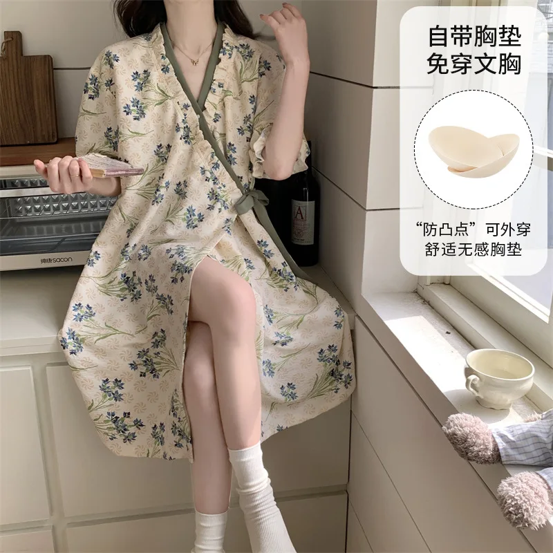 Summer Loose Kimono Robe Floral Pajamas Dress Pregnant Women Nightgown Short Sleeved Postpartum Breastfeeding Nursing Clothes
Summer Loose Kimono Robe Floral Pajamas Dress Pregnant Women Nightgown Short Sleeved Postpartum Breastfeeding Nursing Clothes