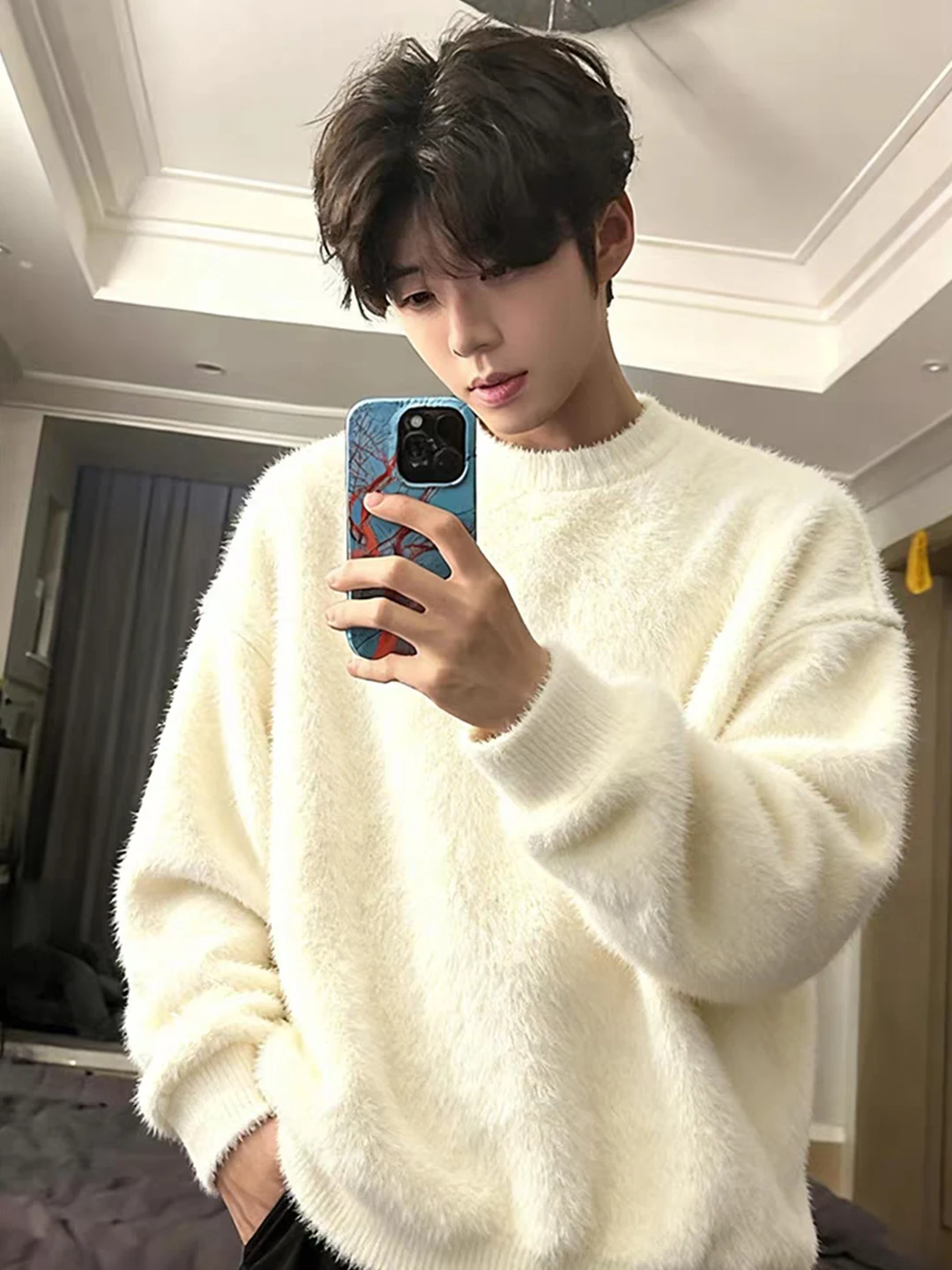 Утепленный белый свитер с круглым вырезом для мужчин, зимний теплый базовый слой, свободный крой, длинный рукав, вязаная кофта
Утепленный белый свитер с круглым вырезом для мужчин, зимний теплый базовый слой, свободный крой, длинный рукав, вязаная кофта