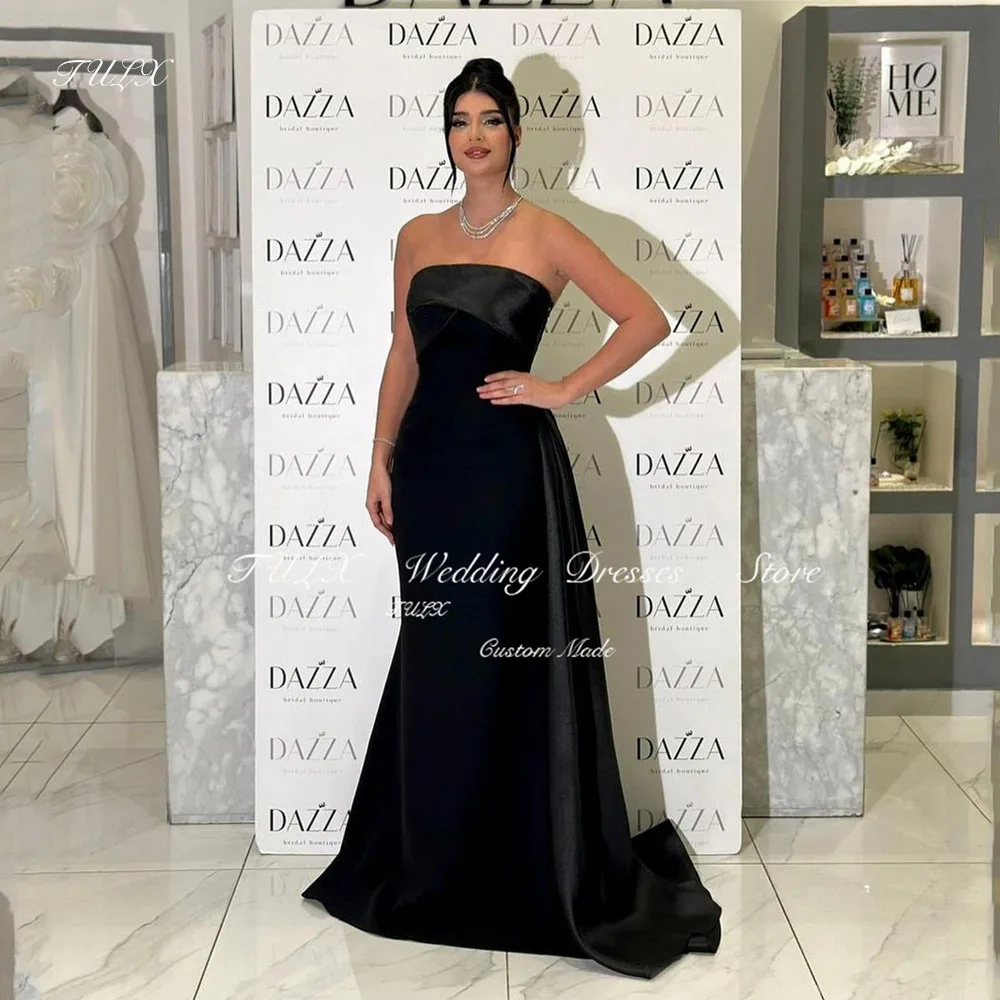 TULX Black Mermaid Prom Dress Strapless Satin Elegant Party Dresses Sleeveless Floor Length Formal Gown With Train Customized
TULX Black Mermaid Prom Dress Strapless Satin Elegant Party Dresses Sleeveless Floor Length Formal Gown With Train Customized