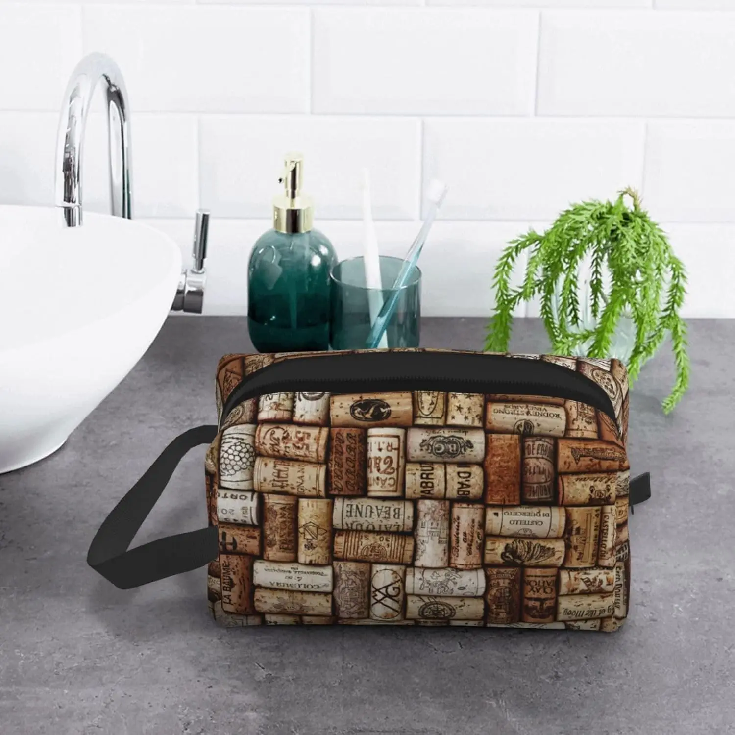 Wine Cork Print Large Capacity Cosmetic Organizer for Women and Men Portable Travel Makeup Pouch
Wine Cork Print Large Capacity Cosmetic Organizer for Women and Men Portable Travel Makeup Pouch