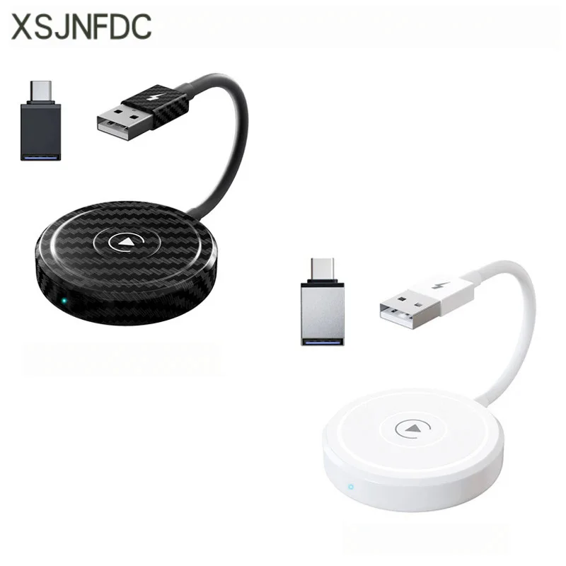 Suitable for iPhone round carbon fiber black/white car wired to wireless car play adapter
Suitable for iPhone round carbon fiber black/white car wired to wireless car play adapter