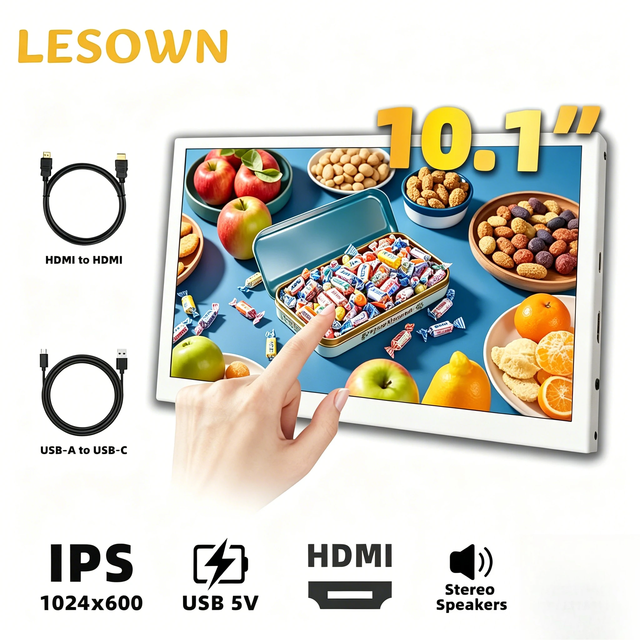 LESOWN 10.1 Inch White Touch Screen VESA75 Alloy Monitor USB HDTV Speaker Laptop Sub Display
LESOWN 10.1 Inch White Touch Screen VESA75 Alloy Monitor USB HDTV Speaker Laptop Sub Display