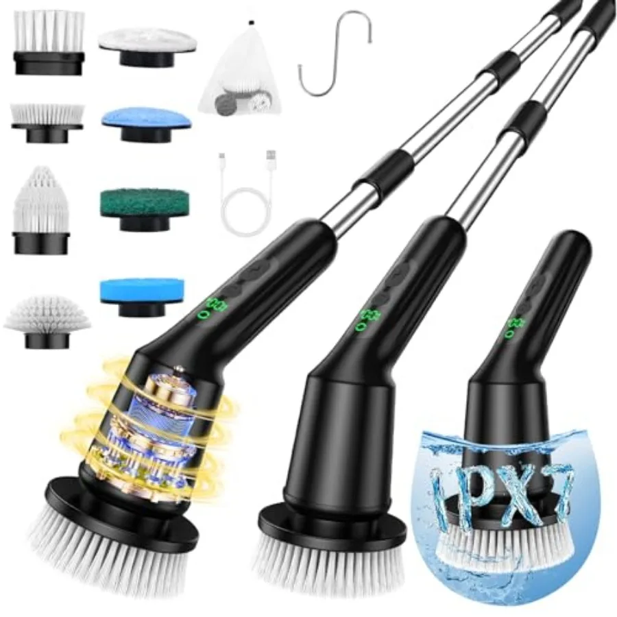 Shower Scrubber with Long Handle, Shower Cleaner with, Cordless Electric Spin Scrubber for Cleaning with 2 Speed, Cleaning Supp
Shower Scrubber with Long Handle, Shower Cleaner with, Cordless Electric Spin Scrubber for Cleaning with 2 Speed, Cleaning Supp