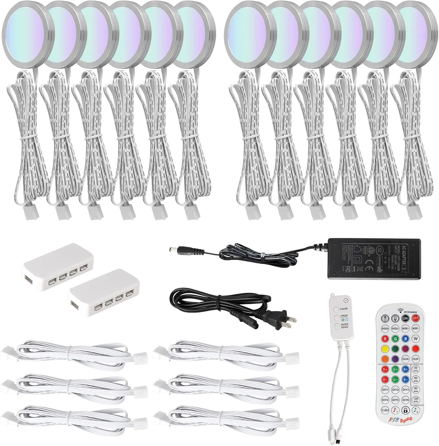 Ultra Slim Puck Lights Kit 12 Pack, RGBW Dimmable Counter Showcase Kitchen Lighting Fixtures, Puck Lights with Remote
Ultra Slim Puck Lights Kit 12 Pack, RGBW Dimmable Counter Showcase Kitchen Lighting Fixtures, Puck Lights with Remote
