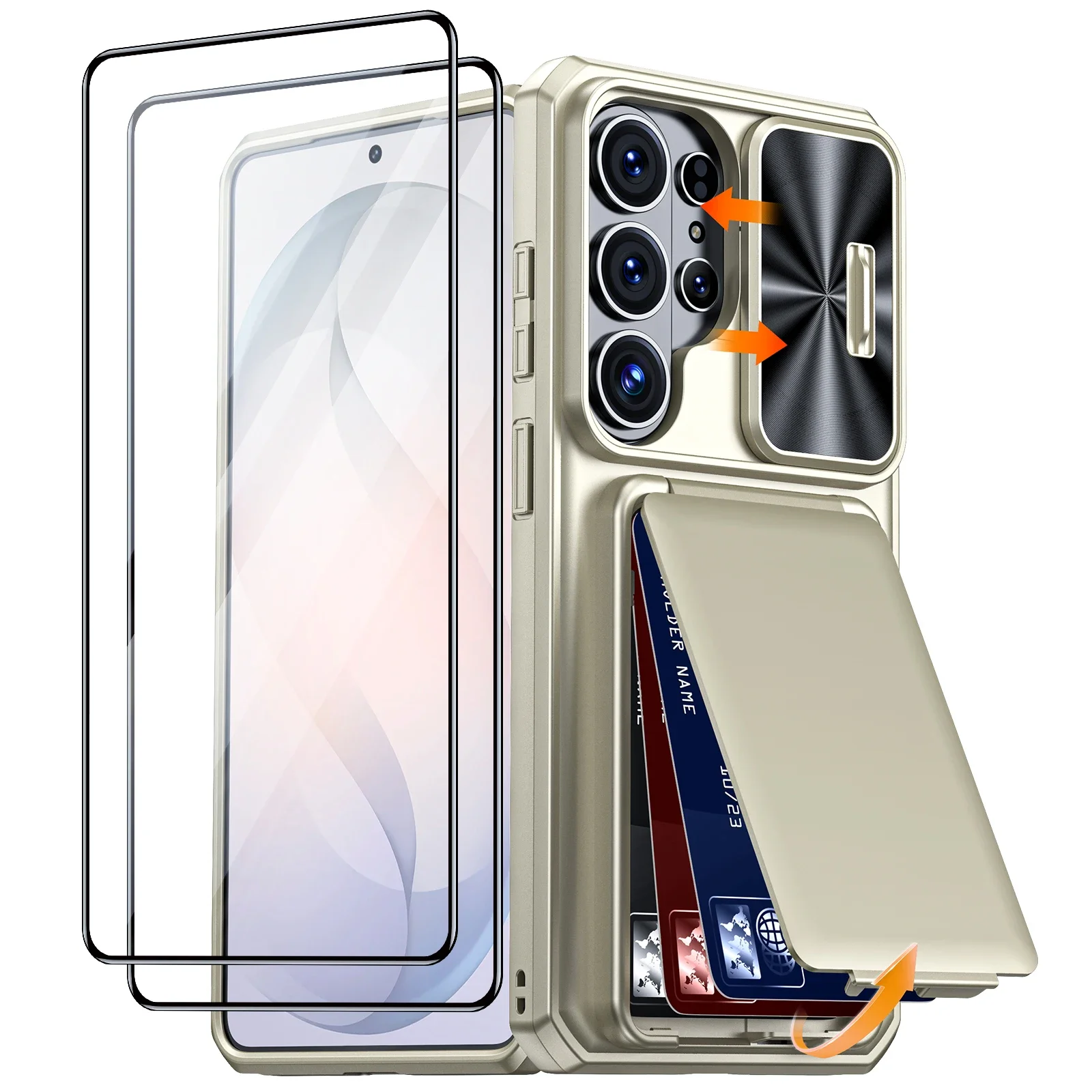 For Samsung Galaxy S26 Ultra With Card Holder Sliding Camera Cover And Stand Phone Case, Anti-Fall PC+TPU Wallet Case-Titanium
For Samsung Galaxy S26 Ultra With Card Holder Sliding Camera Cover And Stand Phone Case, Anti-Fall PC+TPU Wallet Case-Titanium