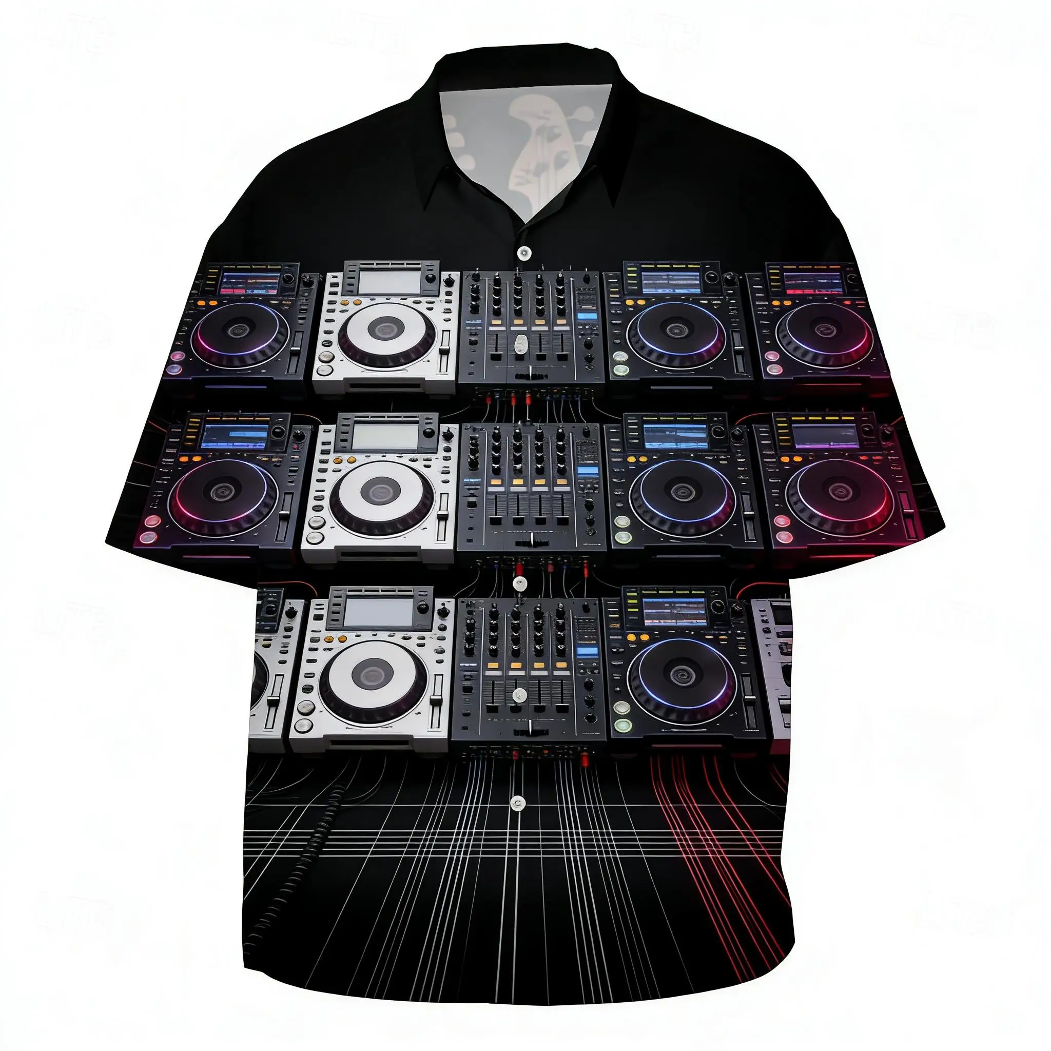 Men's DJ Controller Mixer Print Short Sleeve Shirt, Turntable Setup Design Button Down for Spring Summe
Men's DJ Controller Mixer Print Short Sleeve Shirt, Turntable Setup Design Button Down for Spring Summe