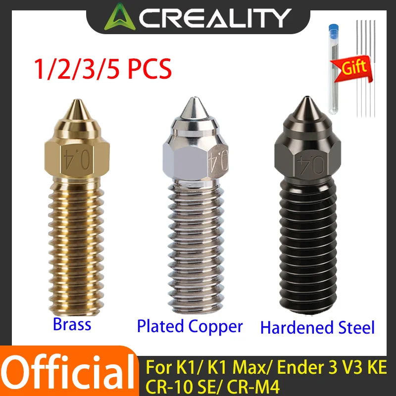 Creality K1/K1 MAX/Ender 3 V3 KE/CR-M4 Nozzle Brass Plated Copper Hardened Steel 0.2/0.4/0.6/0.8/1.0/1.2mm for 3D Printer Nozzle
Creality K1/K1 MAX/Ender 3 V3 KE/CR-M4 Nozzle Brass Plated Copper Hardened Steel 0.2/0.4/0.6/0.8/1.0/1.2mm for 3D Printer Nozzle