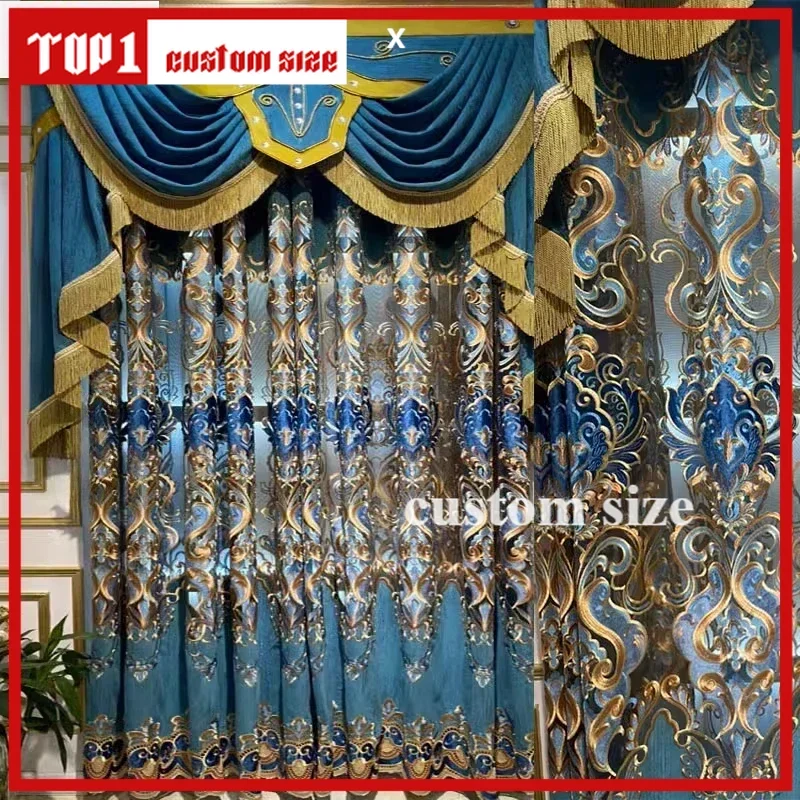 Luxury European Blue Chenille Embroidery Floor Standing Curtains For Living Room Bedroom Dining Custom Size Retro Print
Luxury European Blue Chenille Embroidery Floor Standing Curtains For Living Room Bedroom Dining Custom Size Retro Print
