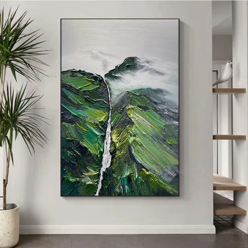 3D Texture Art Canvas Abstract Green Mountain Handmade Oil Painting Wall Decoration Poster Living Room Bedroom Restaurant Mural 
3D Texture Art Canvas Abstract Green Mountain Handmade Oil Painting Wall Decoration Poster Living Room Bedroom Restaurant Mural