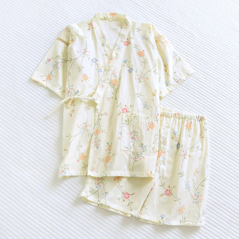 Wholesale & Retail Japanese Women's Kimono Pajamas Cotton Gauze Spring Summer Short Sleeve Shorts Lace Up Loose Homewear Set
Wholesale & Retail Japanese Women's Kimono Pajamas Cotton Gauze Spring Summer Short Sleeve Shorts Lace Up Loose Homewear Set