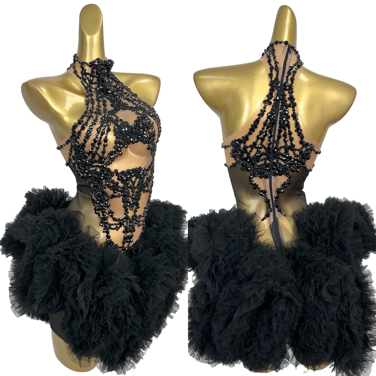 Club Black Sparkly Crystals Cocktail Dress Event Party Sexy Women See Through Mesh Mini tutu Dress Dance Rhinestone Wear Yaolan
Club Black Sparkly Crystals Cocktail Dress Event Party Sexy Women See Through Mesh Mini tutu Dress Dance Rhinestone Wear Yaolan