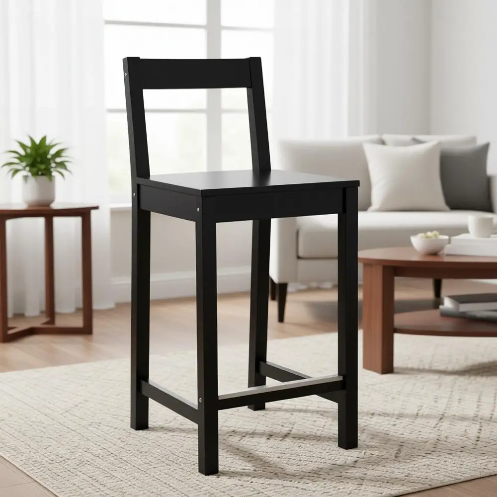 24 Black Wooden Bar Stool with Backrest - Single Unit
24 Black Wooden Bar Stool with Backrest - Single Unit