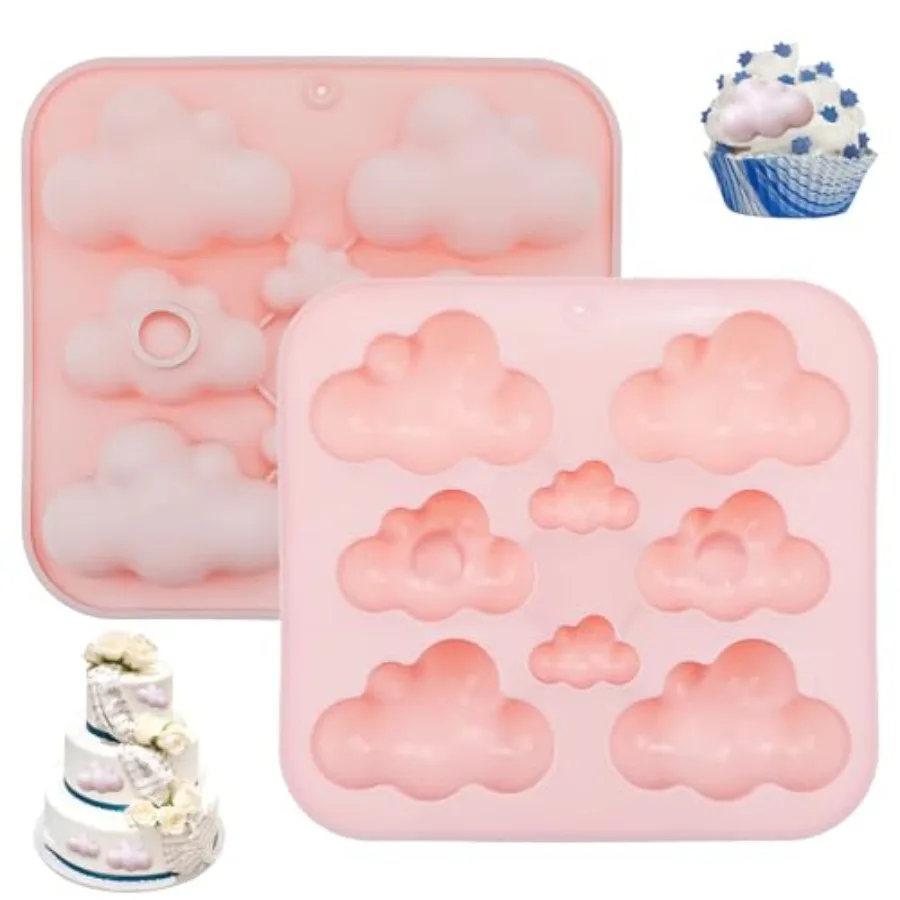 2 PACK Cute Cloud Silicone Molds Tray Cloud Shape Chocolate Molds Mold 3D Fondant Cake Food Jelly Drop Glue Mold Cupcake
2 PACK Cute Cloud Silicone Molds Tray Cloud Shape Chocolate Molds Mold 3D Fondant Cake Food Jelly Drop Glue Mold Cupcake