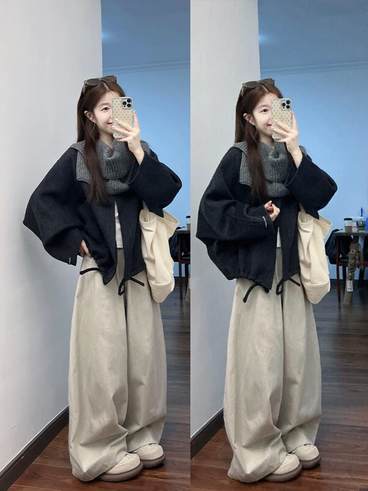 Korean Sle Winter Faion Set Large Size Women's Woolen Coat And Wide Leg Pants Ensemble Warm Casual High Waist Design
Korean Sle Winter Faion Set Large Size Women's Woolen Coat And Wide Leg Pants Ensemble Warm Casual High Waist Design