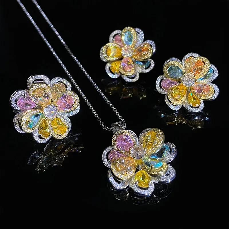 MDL Moissanite Style Genuine Gold Plating Silver Pin Zirconia Flower Rainbow Ring Oversized Heavy Luxury Sweet Colorful Set
MDL Moissanite Style Genuine Gold Plating Silver Pin Zirconia Flower Rainbow Ring Oversized Heavy Luxury Sweet Colorful Set