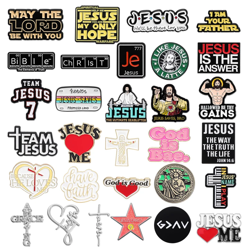 30 Types Jesus Christ Enamel Pins Wholesale Metal Brooches Jesus Cross Lapel Pin Backpack Hat Badge Accessories Jewelry Gift
30 Types Jesus Christ Enamel Pins Wholesale Metal Brooches Jesus Cross Lapel Pin Backpack Hat Badge Accessories Jewelry Gift