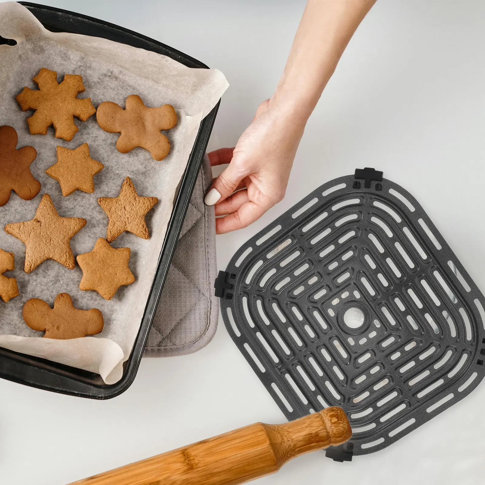 Air Fryer Grill Plate Crisper Rack 8.84x8.17 Inches Carbon Steel Non-Stick Replacement Tray for 6Qt Air Fryer Dishwasher Safe
Air Fryer Grill Plate Crisper Rack 8.84x8.17 Inches Carbon Steel Non-Stick Replacement Tray for 6Qt Air Fryer Dishwasher Safe