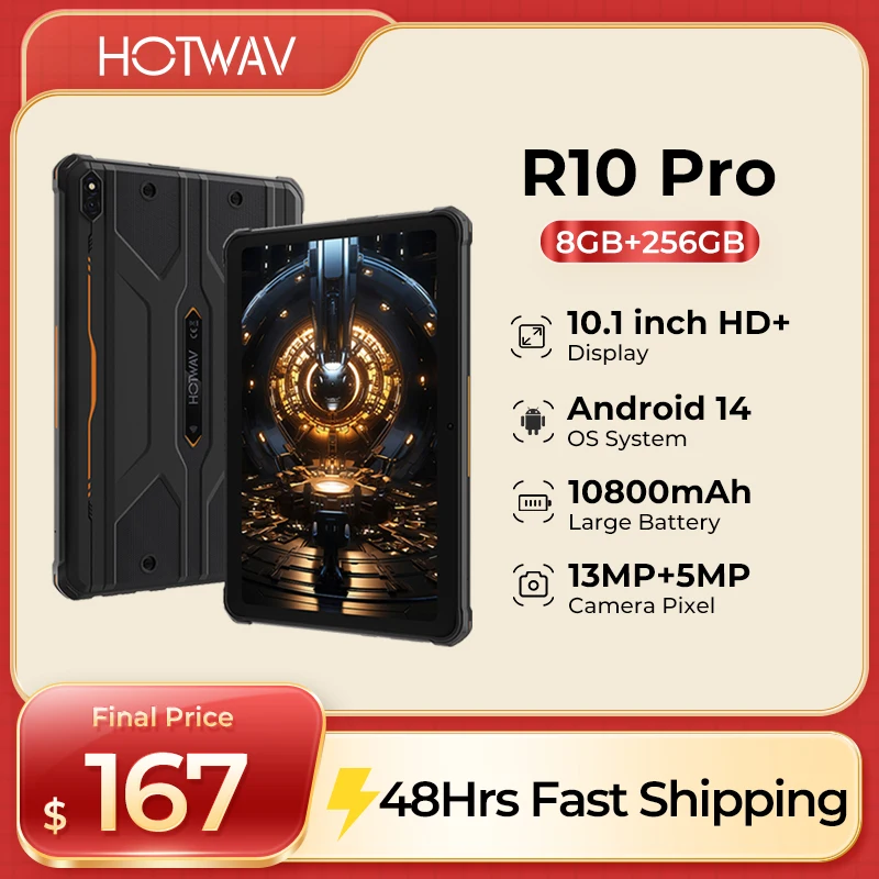 2025 HOTWAV R10 Pro Rugged tablet android 14 10.1'' HD+10800mAh battery PC 5MP+13MP Camera 8GB+256GB 8-core OTG Charging Tablet
2025 HOTWAV R10 Pro Rugged tablet android 14 10.1'' HD+10800mAh battery PC 5MP+13MP Camera 8GB+256GB 8-core OTG Charging Tablet