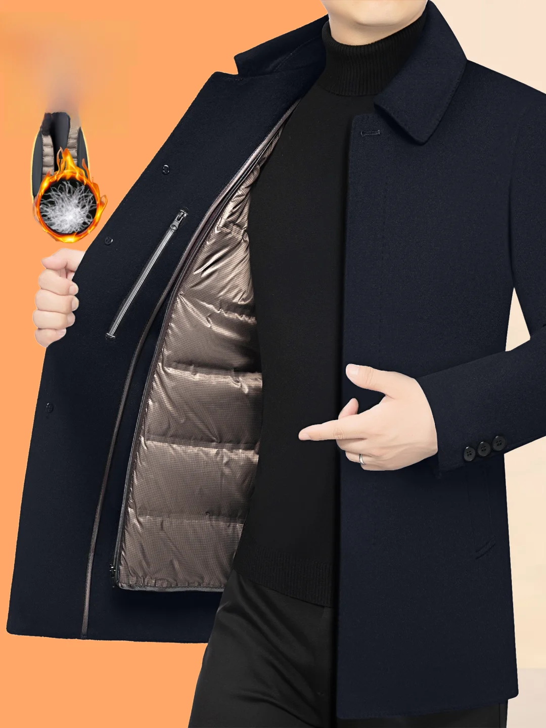 Men's down Jaet Woodpeer Flip Collar Du down Inner Removable Two-In-One Dad Winter Warm Windproof Busin Casual Coat
Men's down Jaet Woodpeer Flip Collar Du down Inner Removable Two-In-One Dad Winter Warm Windproof Busin Casual Coat