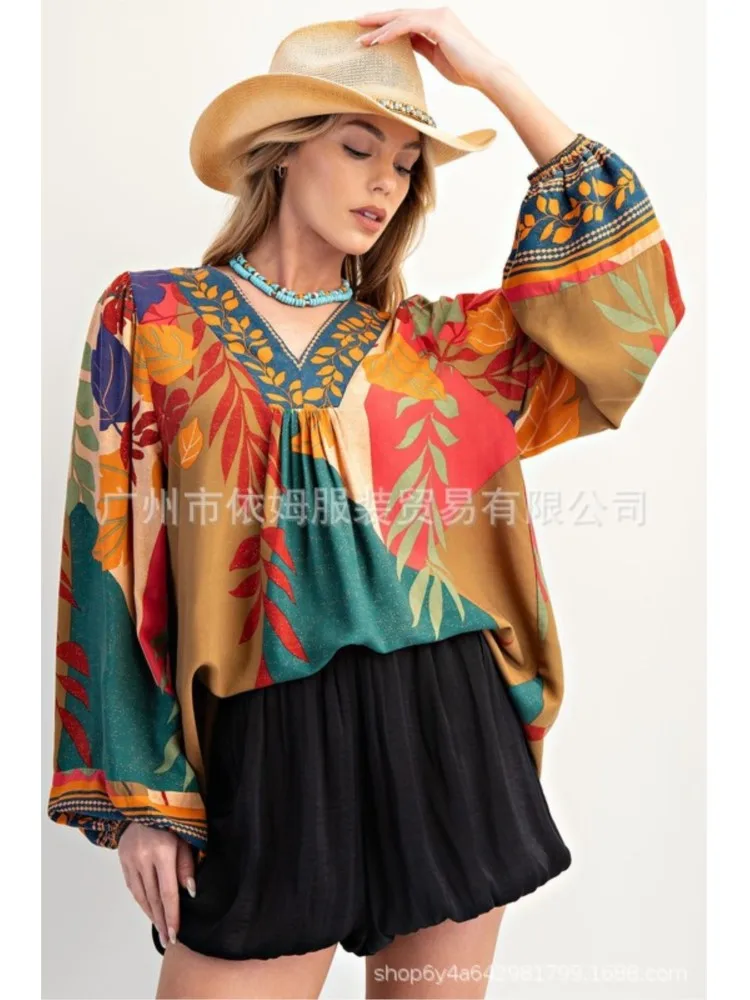 2025 Autumn Bohemian Blusas Temperament Long Sleeve Tops Beachwear T Shirt Tees Commuting Casual Printed V-link Fashion Loose
2025 Autumn Bohemian Blusas Temperament Long Sleeve Tops Beachwear T Shirt Tees Commuting Casual Printed V-link Fashion Loose