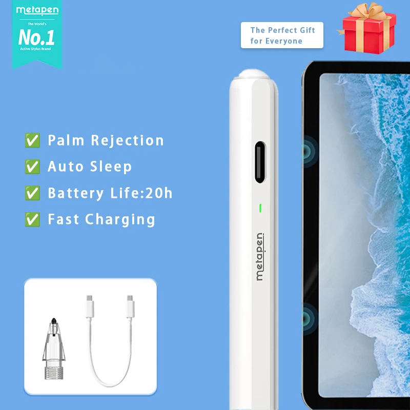 Metapen Air8 Pro for Apple Pencil 2018-2026 Ultra-Quiet,2X Fast Charging,Palm Rejection Stylus Pencil for iPad Pro13, Air5
Metapen Air8 Pro for Apple Pencil 2018-2026 Ultra-Quiet,2X Fast Charging,Palm Rejection Stylus Pencil for iPad Pro13, Air5