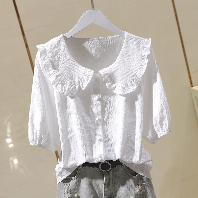 Cotton Linen Women Shirts Summer 2024 New Design Solid Short-Sleeved Casual All Match Female Outwear Tops
Cotton Linen Women Shirts Summer 2024 New Design Solid Short-Sleeved Casual All Match Female Outwear Tops
