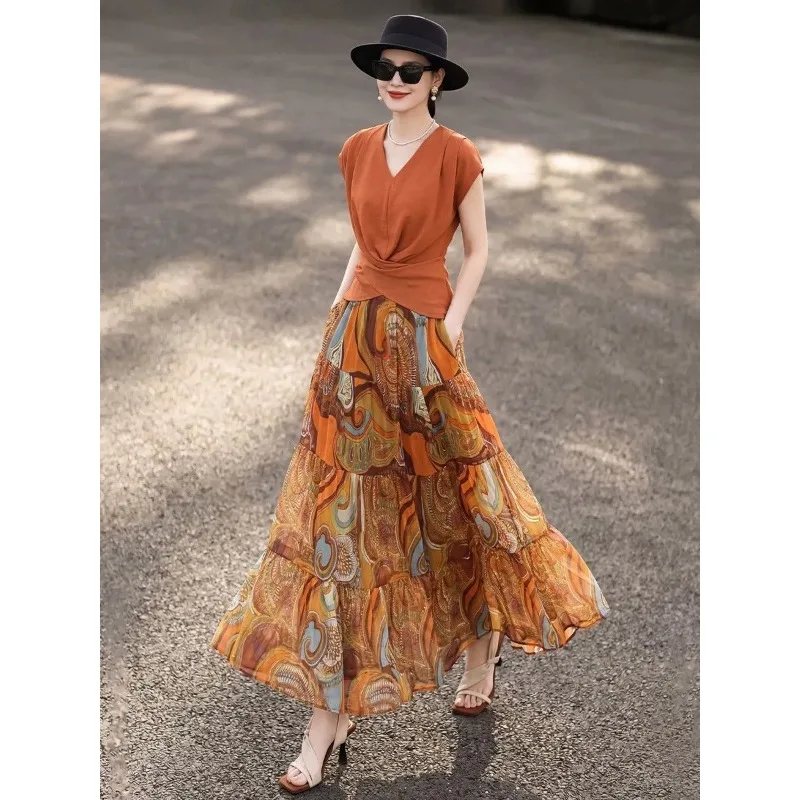 Women Twist Waist Sleeveless Top Paisley Print Layered Maxi Skirt Two Piece Set Plus Size
Women Twist Waist Sleeveless Top Paisley Print Layered Maxi Skirt Two Piece Set Plus Size