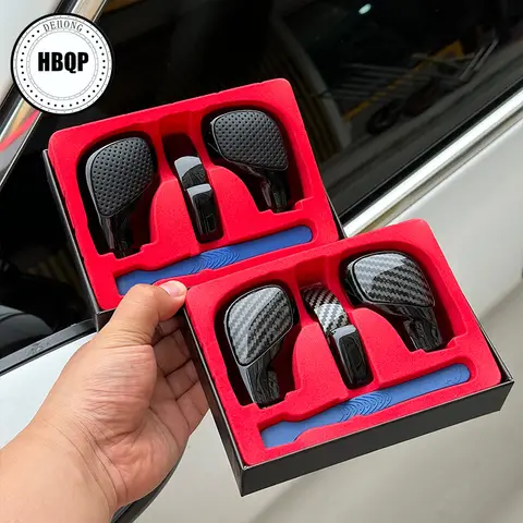 Chrome Matt With Leather Shift Knob Gear Side Cover DSG Emblem For VW Golf 6 7 R GTI Passat B7 B8 CC R20 Jetta MK6 GLI