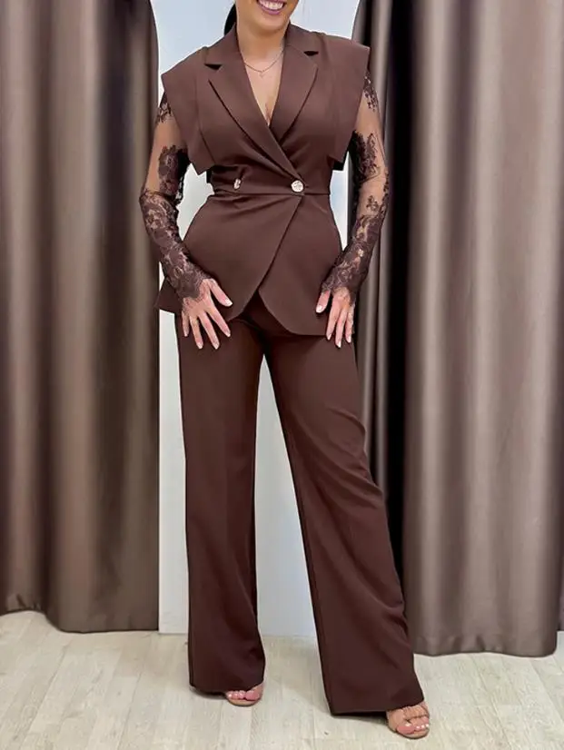 Comparison of lace long sleeved slit neck top and casual wide leg pants set for autumn and winter 2025 new 2-piece set
Comparison of lace long sleeved slit neck top and casual wide leg pants set for autumn and winter 2025 new 2-piece set