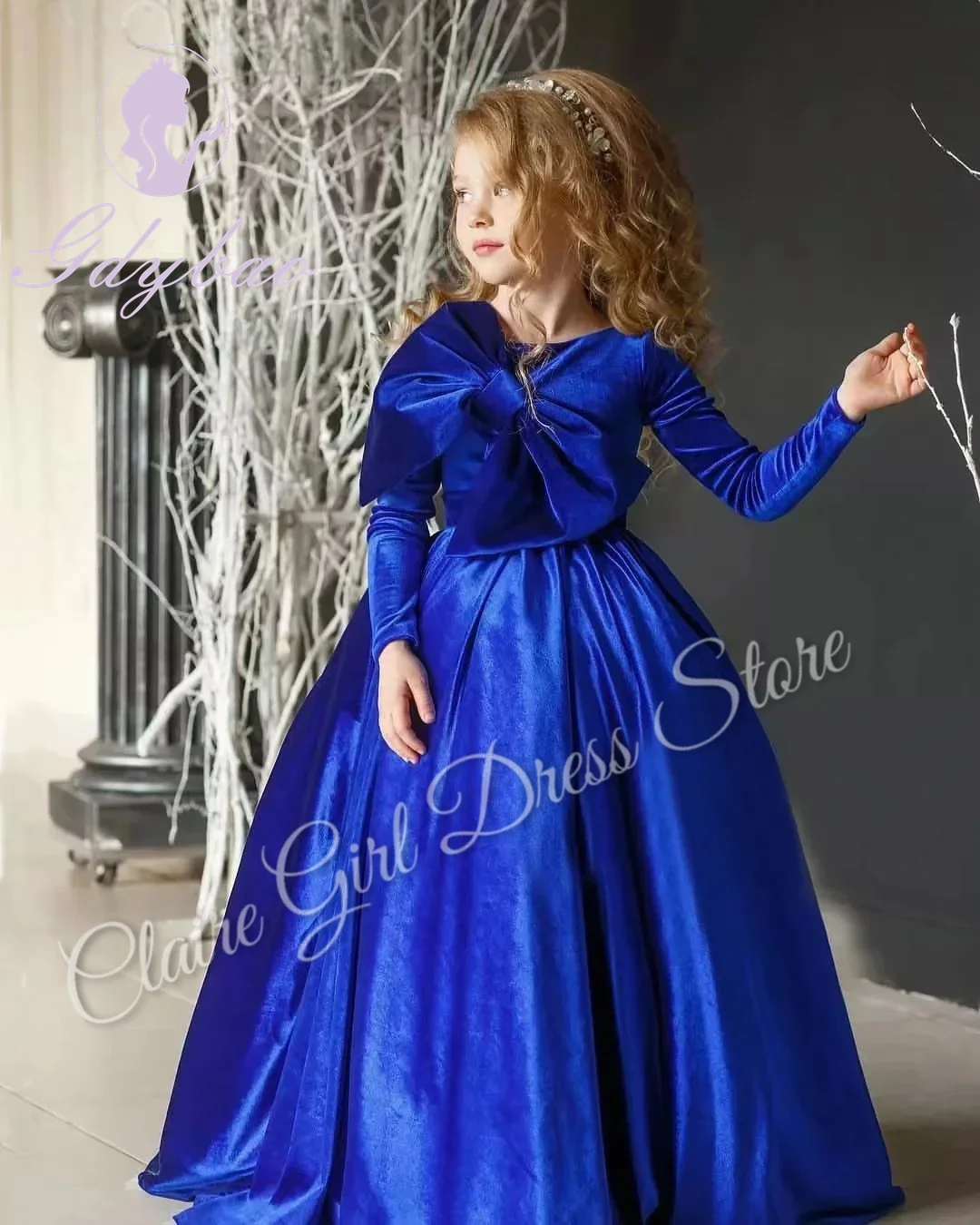Customized Royal Blue Flower Girl Dresses For Wedding Full Sleeves With Bow Princess Birthday Party First Communion Ball Gown
Customized Royal Blue Flower Girl Dresses For Wedding Full Sleeves With Bow Princess Birthday Party First Communion Ball Gown