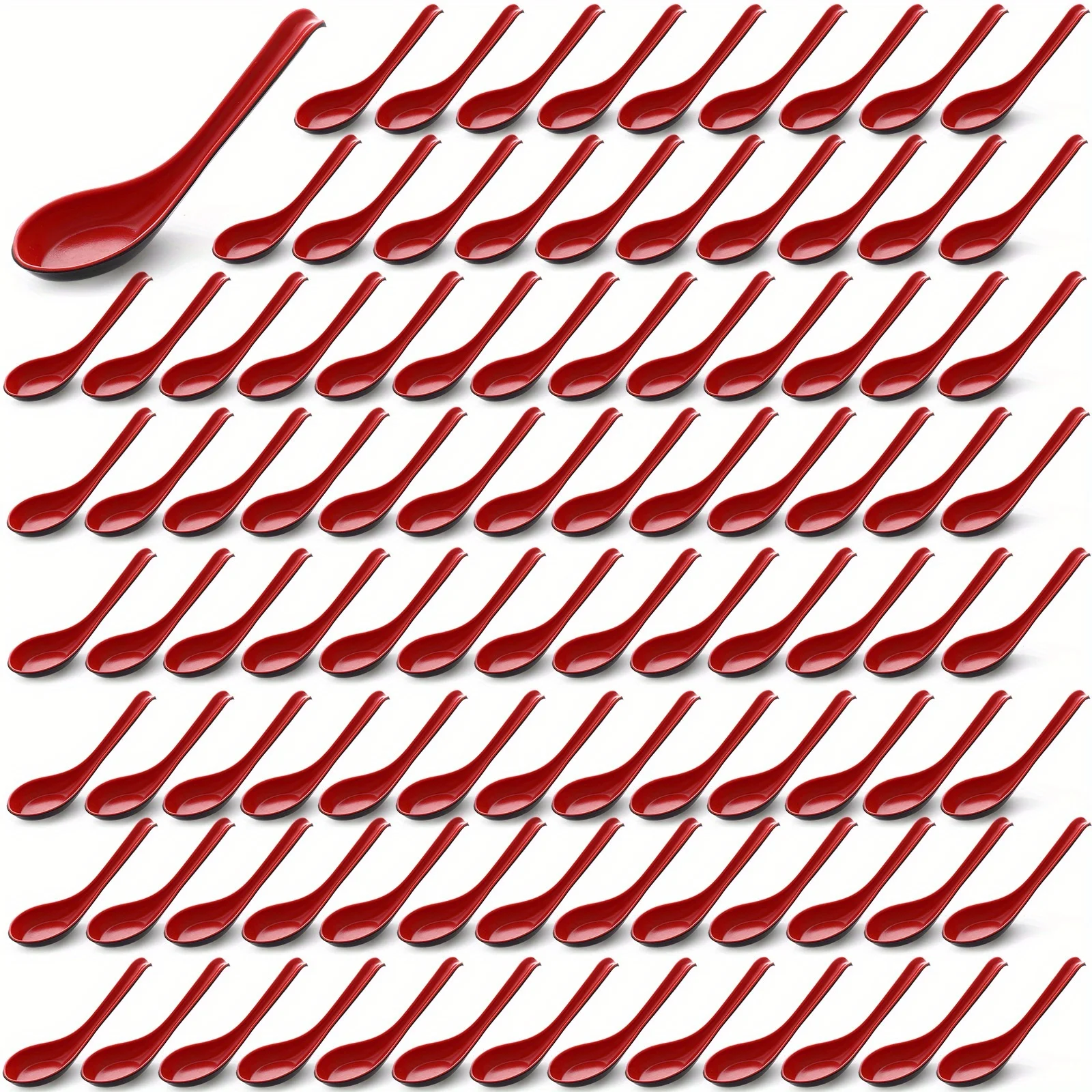100-Piece Melamine Soup Spoons – 6.3-Inch Red & Black Design with Hanging Hook, Ideal for Miso, Noodle Bowls, Dumplings, Rice & More – Lightweight, Heat-Resistant, Easy-Clean Kitchen Serving Utensils – Modern Style Bulk Set for Home & Dining Use
100-Piece Melamine Soup Spoons – 6.3-Inch Red & Black Design with Hanging Hook, Ideal for Miso, Noodle Bowls, Dumplings, Rice & More – Lightweight, Heat-Resistant, Easy-Clean Kitchen Serving Utensils – Modern Style Bulk Set for Home & Dining Use