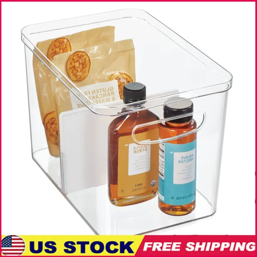 Divided Clear Plastic Kitchen Organizer Bin with Handles Adjustable Dividers Refrigerator Pantry Bathroom Office Storage 8x8x12
Divided Clear Plastic Kitchen Organizer Bin with Handles Adjustable Dividers Refrigerator Pantry Bathroom Office Storage 8x8x12