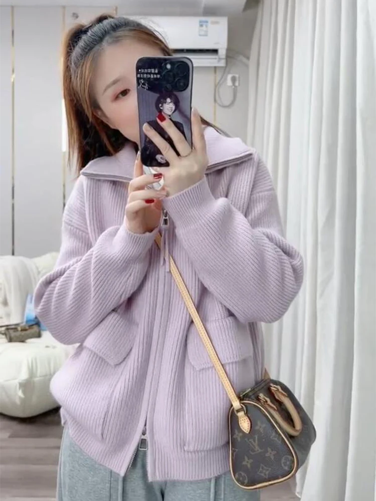 Women's Knitted Cardigan Coat Thickened Pure Color Versatile Slimming High-End Feeling Autumn Winter New Style Sweater
Women's Knitted Cardigan Coat Thickened Pure Color Versatile Slimming High-End Feeling Autumn Winter New Style Sweater