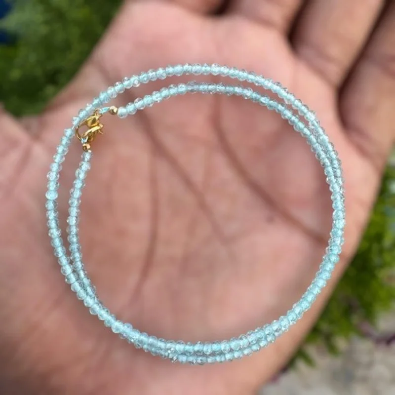 Clarity Blue Aquamarine Faceted Round Gemstone 2-3MM Beads Unisex Necklace 24''
Clarity Blue Aquamarine Faceted Round Gemstone 2-3MM Beads Unisex Necklace 24''