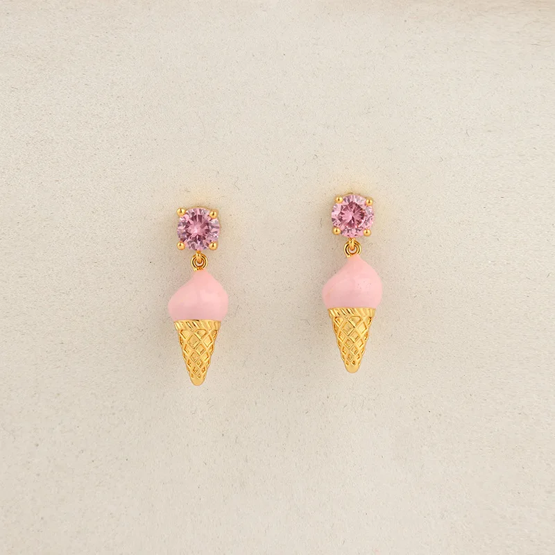 Pink Zircon Earrings Small Pendant Lovely Shape Sweet Lovely Earrings Pink Ice Cream Small Cone Earrings
Pink Zircon Earrings Small Pendant Lovely Shape Sweet Lovely Earrings Pink Ice Cream Small Cone Earrings