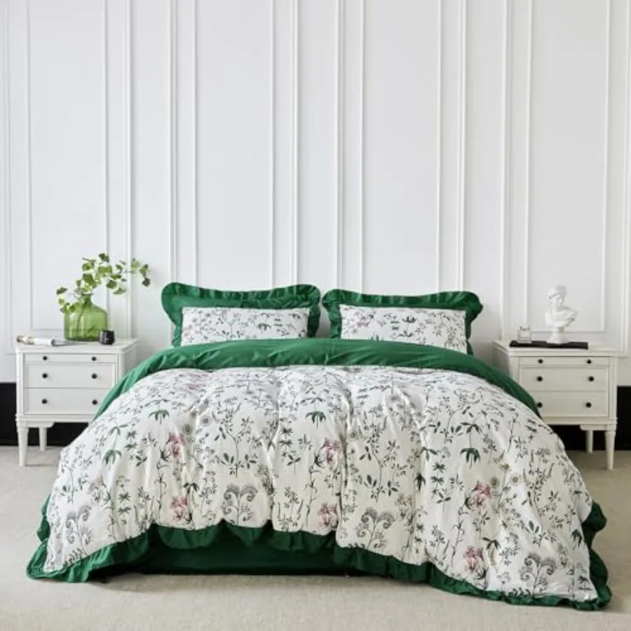 Emerald Botanical Duvet Cover 100% Cotton 3 Pcs Set 1 Decorative Duvet Cover with Zipper Ties 2 Pillow Shams Garden Farmhouse P
Emerald Botanical Duvet Cover 100% Cotton 3 Pcs Set 1 Decorative Duvet Cover with Zipper Ties 2 Pillow Shams Garden Farmhouse P