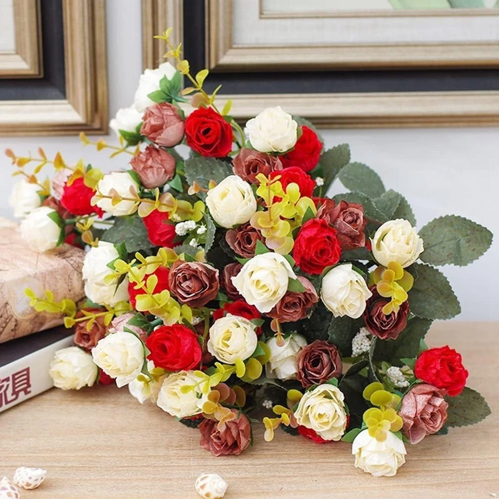 1Pc 7 Forks 21 Heads Artificial Flowers Silk Rose Festival Wreath Wedding Bouquet Home Room Arrangement Vase Window Sill Decora 
1Pc 7 Forks 21 Heads Artificial Flowers Silk Rose Festival Wreath Wedding Bouquet Home Room Arrangement Vase Window Sill Decora