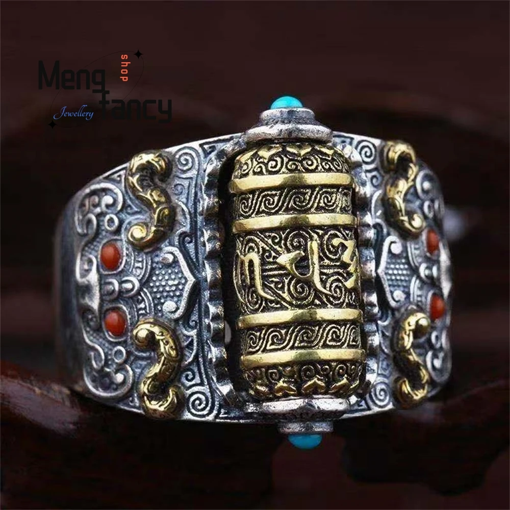 Six - Character Mantra Ring, Men's Personalized And Trendy Retro Single Ring, Rotatable Retro And Personalized Ring Trend Elegan 
Six - Character Mantra Ring, Men's Personalized And Trendy Retro Single Ring, Rotatable Retro And Personalized Ring Trend Elegan