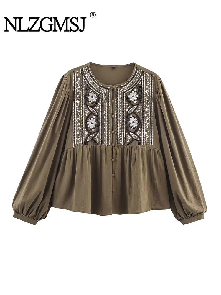 NLZGMSJ винтажные рубашки с вышивкой, женские рубашки большого размера с длинным рукавом и круглым вырезом, женские модные осенние топы 2025 года
NLZGMSJ винтажные рубашки с вышивкой, женские рубашки большого размера с длинным рукавом и круглым вырезом, женские модные осенние топы 2025 года