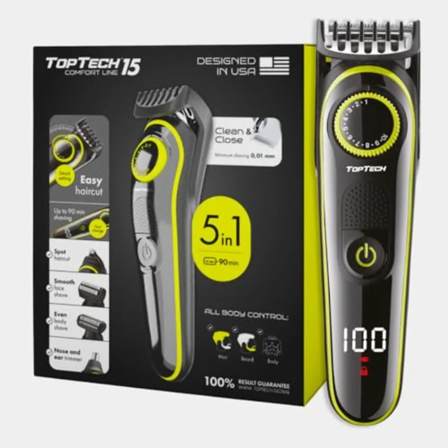 Toptech Beard Trimmer for Men 5-in-1 Mens Grooming Kit Hair Clipper Nose Ear Trimmer Body Groomer Electric Shaver Corded Cordle
Toptech Beard Trimmer for Men 5-in-1 Mens Grooming Kit Hair Clipper Nose Ear Trimmer Body Groomer Electric Shaver Corded Cordle